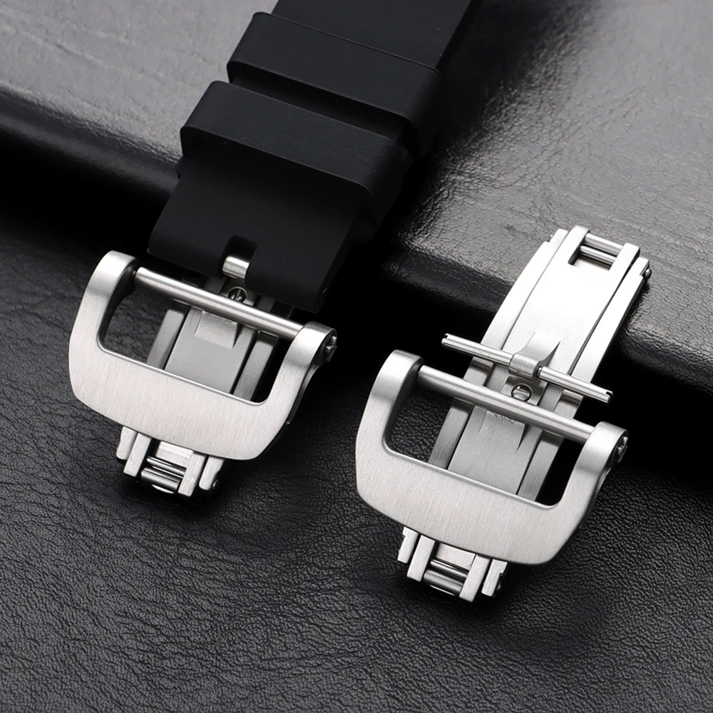 Silver Brushed Stainless Steel Butterfly Deployment Watch Buckle