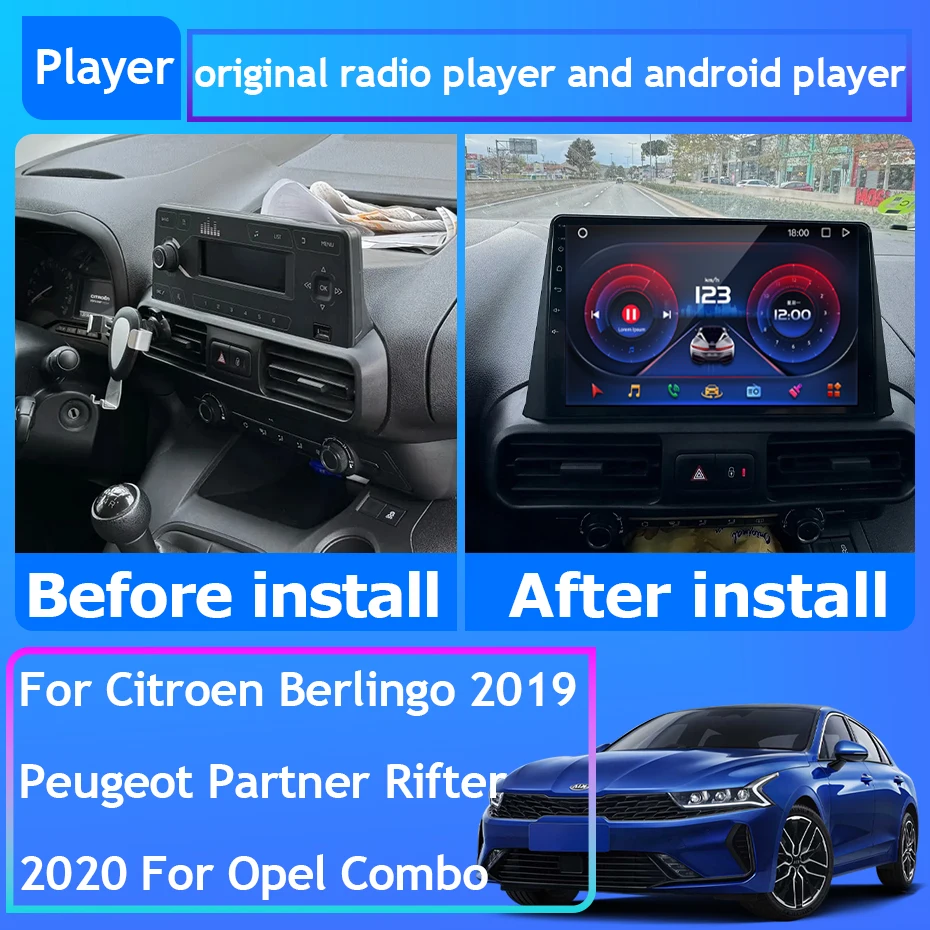 Autoradio Android 14 Pour Citroën Berlingo/Peugeot Partner - 9" écran Tactile - CarPlay, 4G, 64 Go - GPS, Bluetooth, DAB+