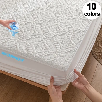 Housse de matelas matelassée imperméable – Haut en coton, remplissage en fibre antibactérienne, couche imperméable en TPU – Standard de santé de classe A 1