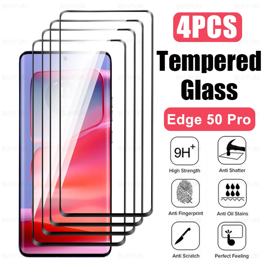 Custodia In Vetro Temperato Curvo A Copertura Totale Da 4 Pezzi Per Motorola Edge 50 Pro Edge50 Fusion Ultra 50Pro 50 Fusion 50Ultra Screen Protector