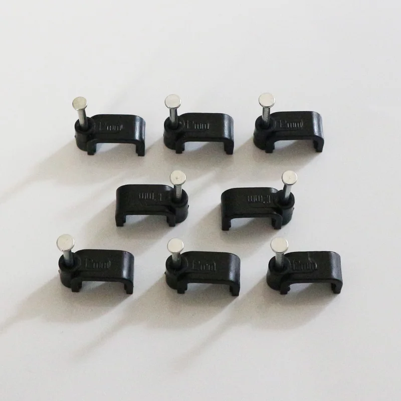 100Pcs Flat Nail Cable Clip Mount Wall Home DIY Square Clamp Office Trough Sub Line Wire Card Fixing cable tie mounts
