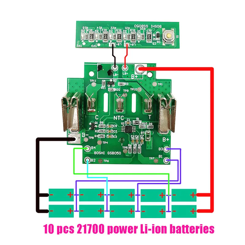 21700 BAT618 리튬 이온 배터리 플라스틱 케이스 BMS PCBA 충전 보호 회로 기판 쉘 Bosch 18V BAT610 BAT618G BOX 용