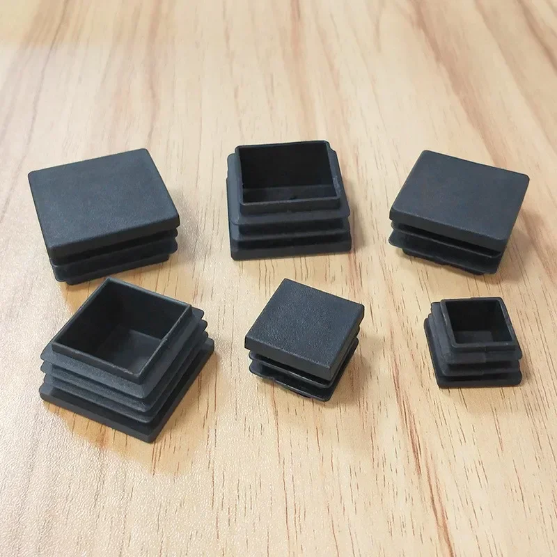 Square Plastic Black Blanking End Caps Furniture Leg Tube Pipe Inserts Plugs Bung Decorative Dust Cover 13x13mm-100x100mm furniture leg caps