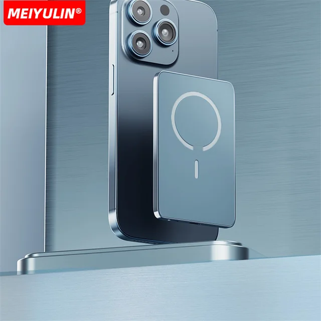 Magnetic 10000mAh Wireless Power Bank Metal Case