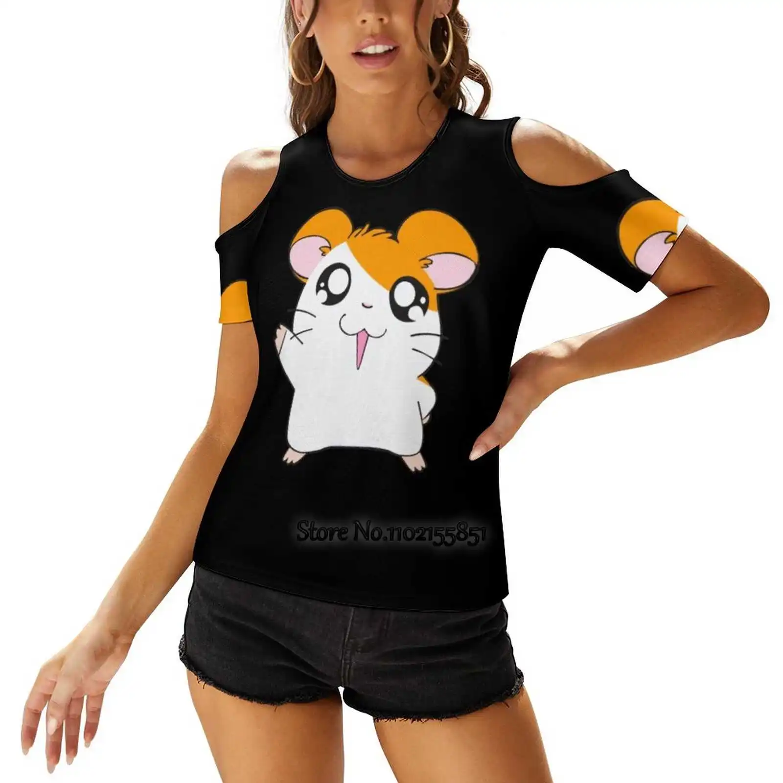 Hamtaro : Ham - Ham Games Criceto Anime Show Tv Tokyo Anime T-Shirt Da Donna Allacciatura Posteriore Casual Manica Corta Top Summer Tees Get