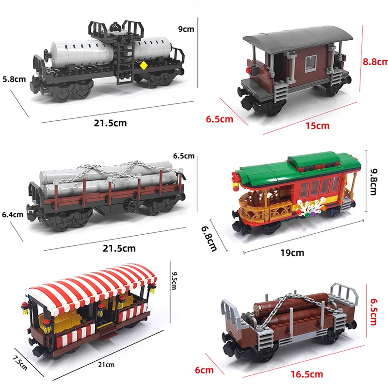 Idee Di Esperti Creativi City Christmas Retro Sightseeing Carriage Tank Car Train Moc Railway Express Bricks Building Blocks Toys