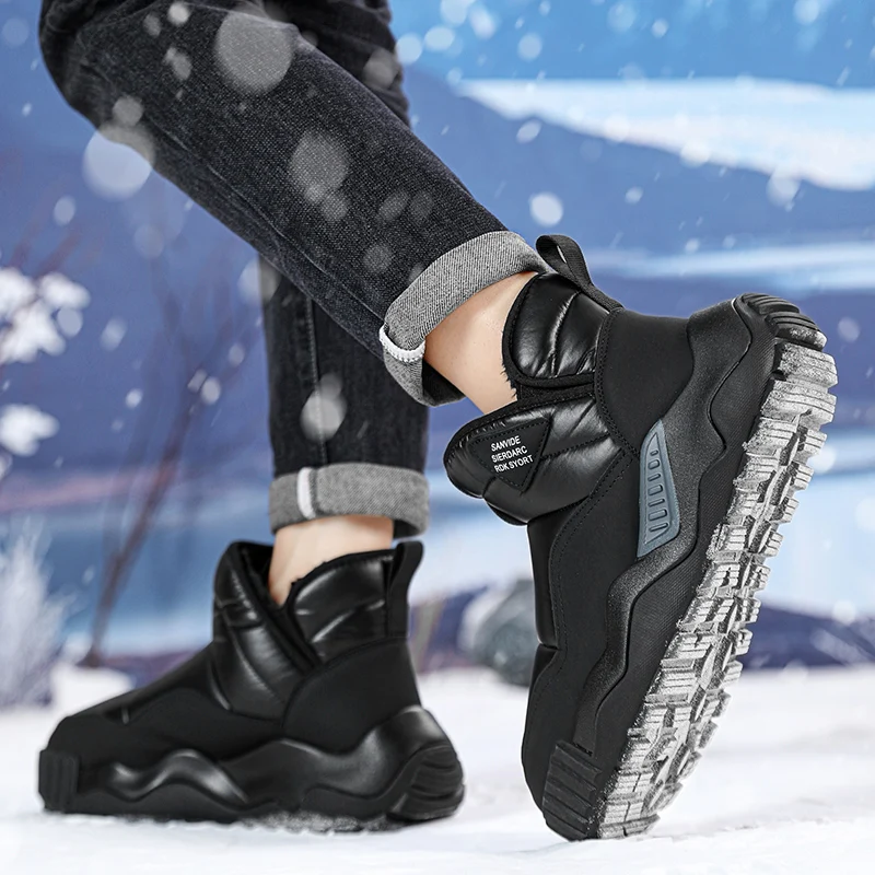 Trend Winter New Snow Boots HighQuality Thick Thick Bottom WarmWear-resisting Fashion Short Cotton Boots Men Boots
