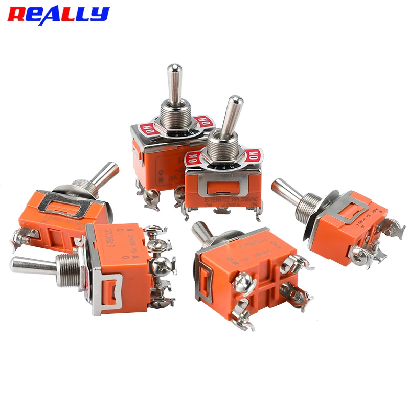 ECHT 3 STÜCK 12MM Hochleistungs-Kippschalter 15A 250V E-TEN1021 SPST 2-Pin EIN/AUS Netzschalter mit Schraubanschluss