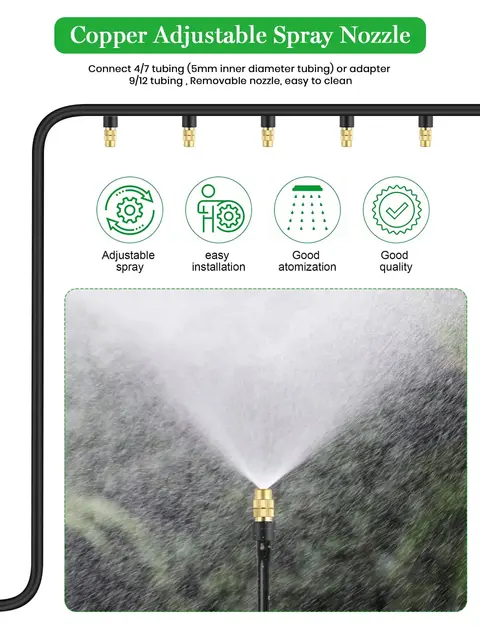 10 قطعة 4/7PVC نظام التبريد التغشية في الهواء الطلق حديقة الري سقي 1/4 ''النحاس البخاخة قابل للتعديل حديقة الرشاشات الصغيرة