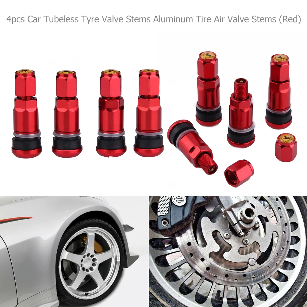 4pcs Car Tubeless Tyre Valve Stems Caps Aluminum Alloy Tire Air