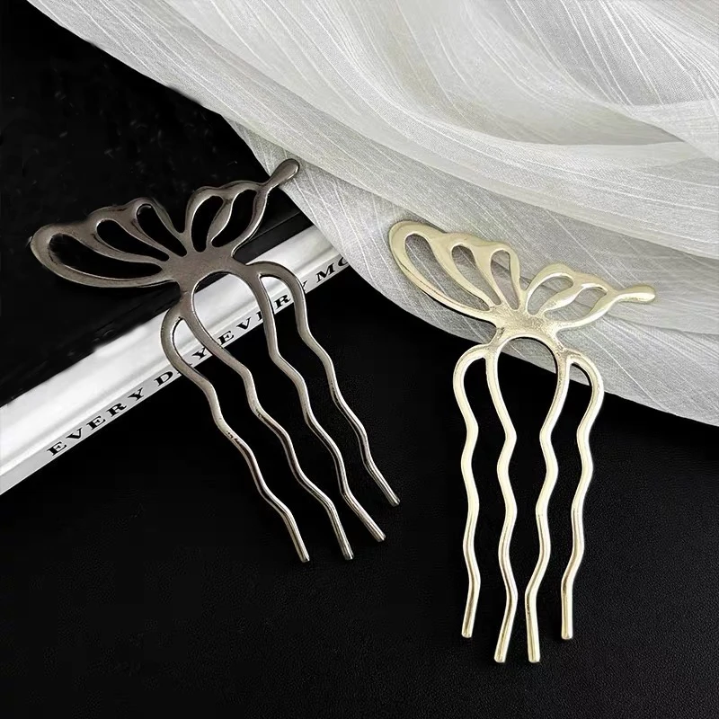 U Shape Simple Butterfly Hair Bun Clip Women Design Metal Hairpin Retro Hairpin Fashion Styling Artifact Hairpin Hair Sticks