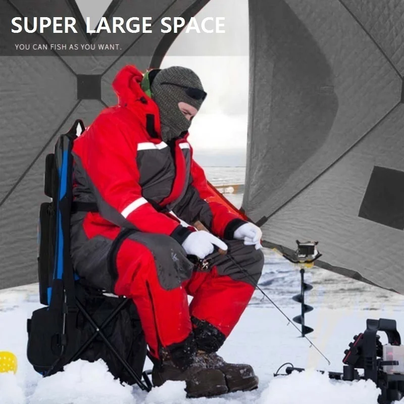 Winter Ice Fishing Tent With Chimney Hole Stove Jack 3-4 Person Outdoor  Winter Camping Tent Thickened Warm Cotton Tent Shelter - AliExpress