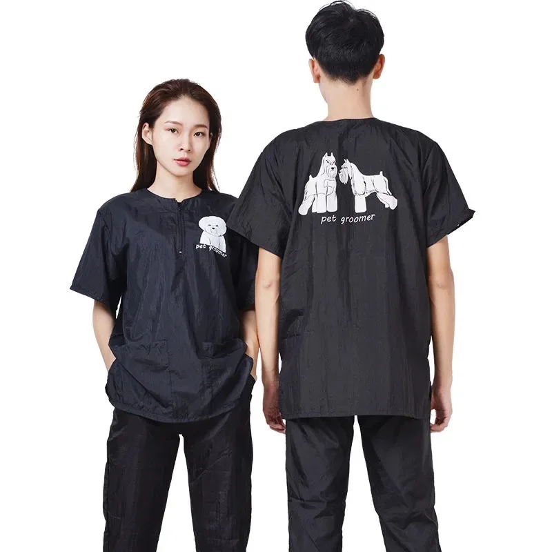 Pet Dog Grooming Uniforms Pet Groomer Work Clothes Anti Hair Anti Static Smock Non-stick Hair Gown Breathable Tops M/L/XL Y0519 4
