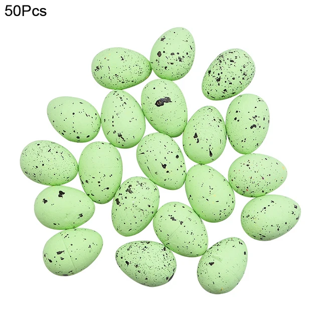 20/50Pcs Foam Easter Eggs Happy Easter Decorations Painted Bird Pigeon Eggs DIY Craft Kids Gift Favor Home Decor Easter Party 50pcs-Green