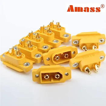 10PCS AMASS XT60E-M Mountable XT60 Male Plug Connector 4.23g For Racing Models Multicopter Fixed Board DIY Spare Part 1