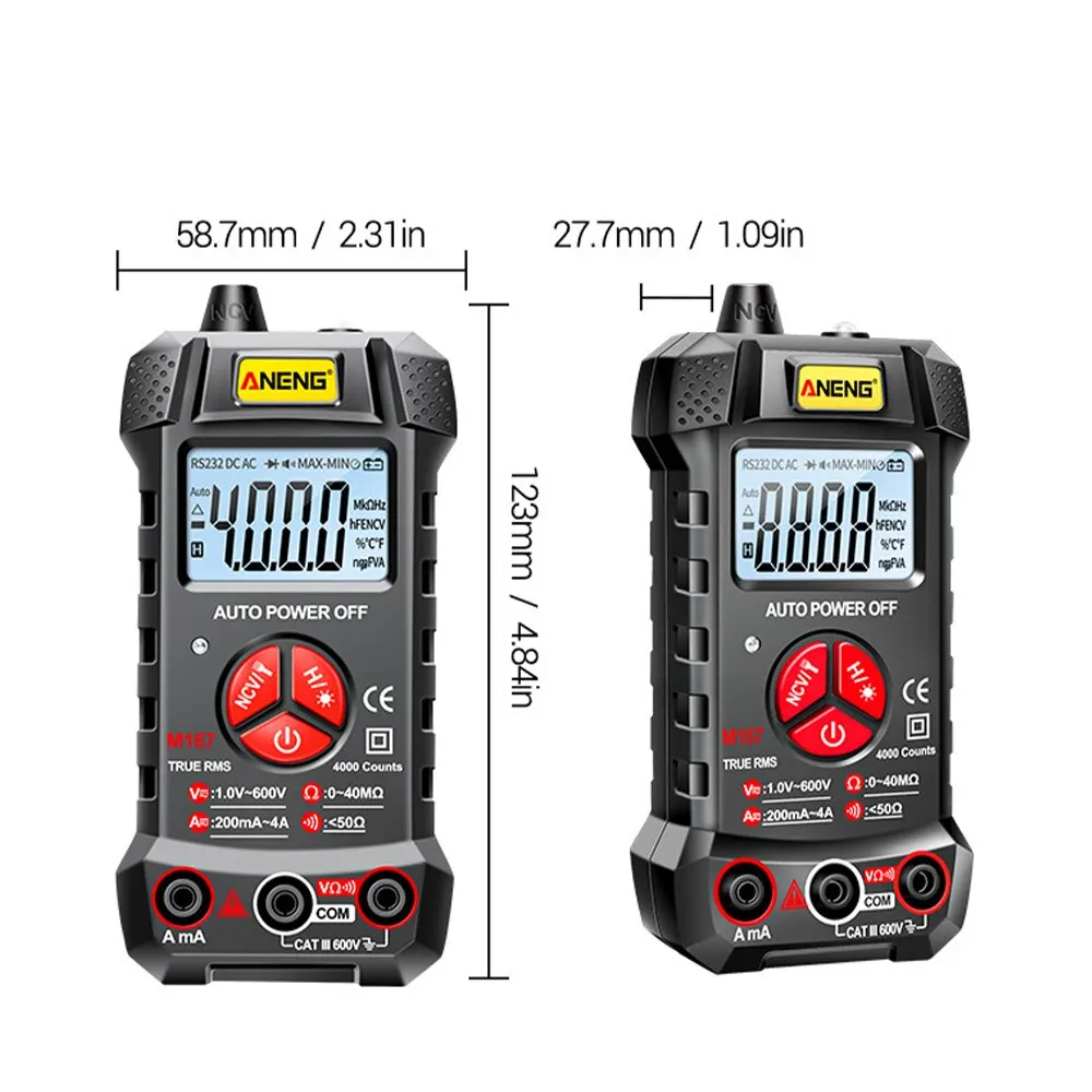 Digital Multimeter Multimeter Tester ANENG M167 Digital Mini Multimeter Profesional 4000 Counts AC/DC Electrical Instruments Tester Auto Range Meter Multimetro Tool