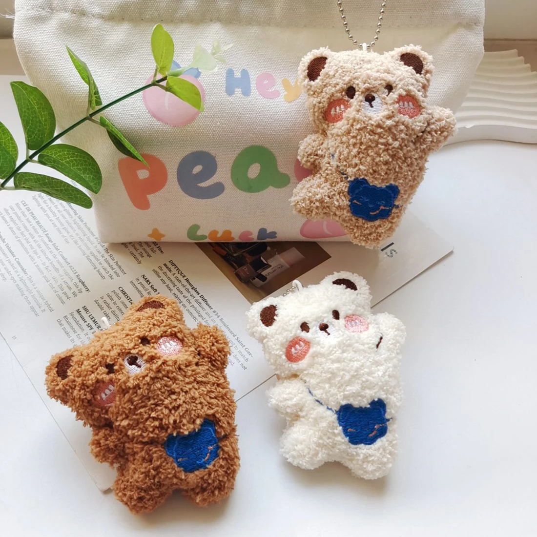 Cute GirlsBear Toy Keychain Hanging Women Plush Fur Cartoon Bear