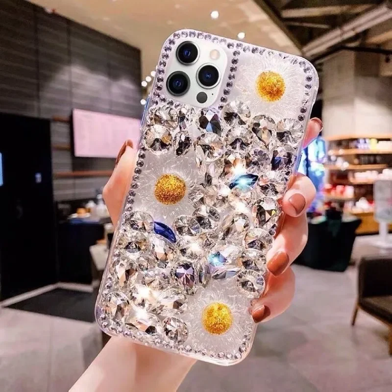 

Luxury Gemstone Bling Rhinestone Flower Phone Case Capa for Iphone 15Pro 14Plus 13 Pro 12 Mini 11Pro MAX XSMAX XR 7 8PLUS Cover