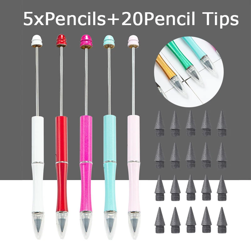 

5Pcs Pencils+ 20Pcs Pencil Tips Eternal Pencils Inkless Pencil Tip Inkless Pencil with Replacement Nibs Everlasting Pencil