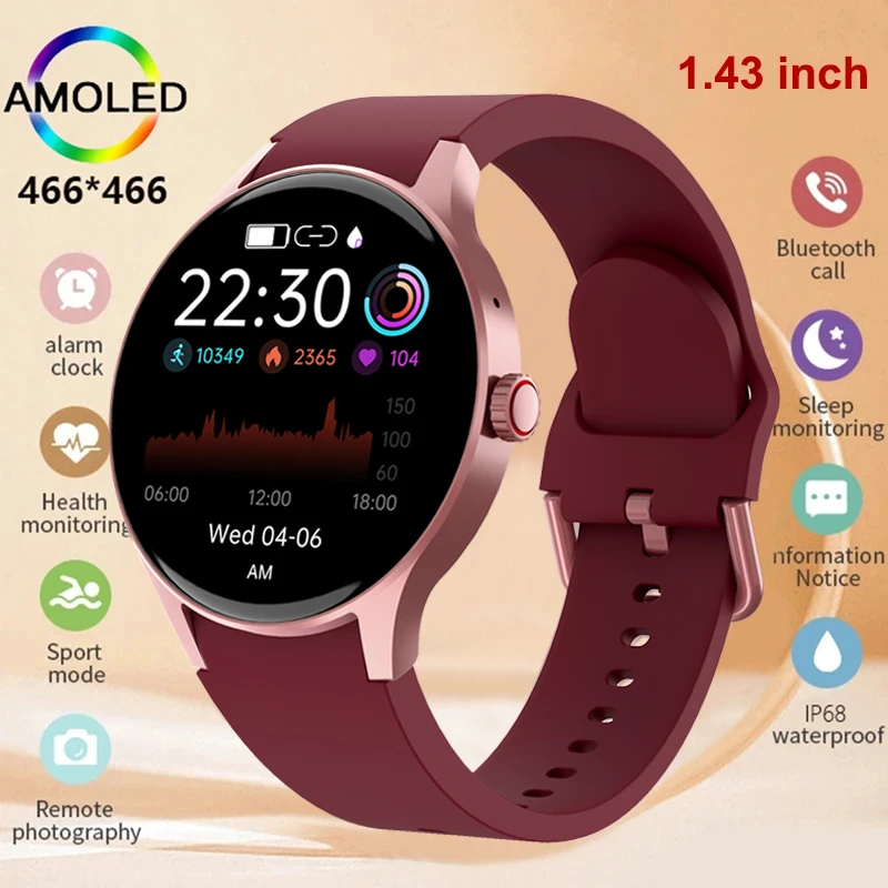 

Fashion Smart Watch Women Bluetooth Call Voice Assistant Custom Dial Watch Smart Heart Rate Female Cycle Health Sport Smartwatch