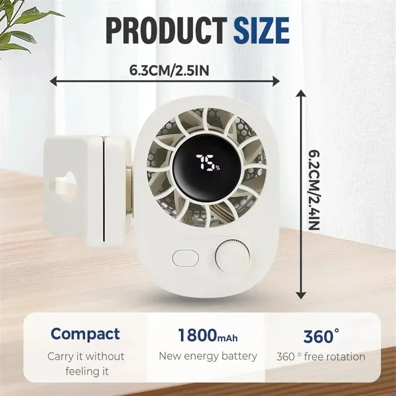 Car On Outdoor Umbrella & Waist Clip Fan, 360° Rotatable 100-Speed USB Rechargeable Desktop Cooling Fan_voghion.com