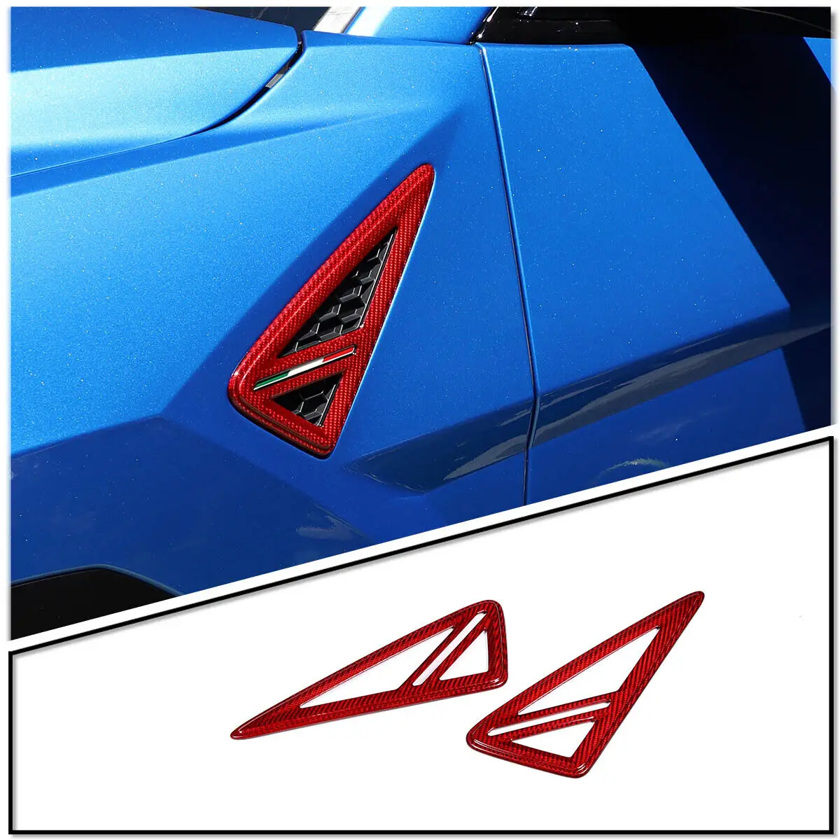 

Red Carbon Modified Side Air Fender Vent Frame Trim For Lamborghini URUS 2018-2021
