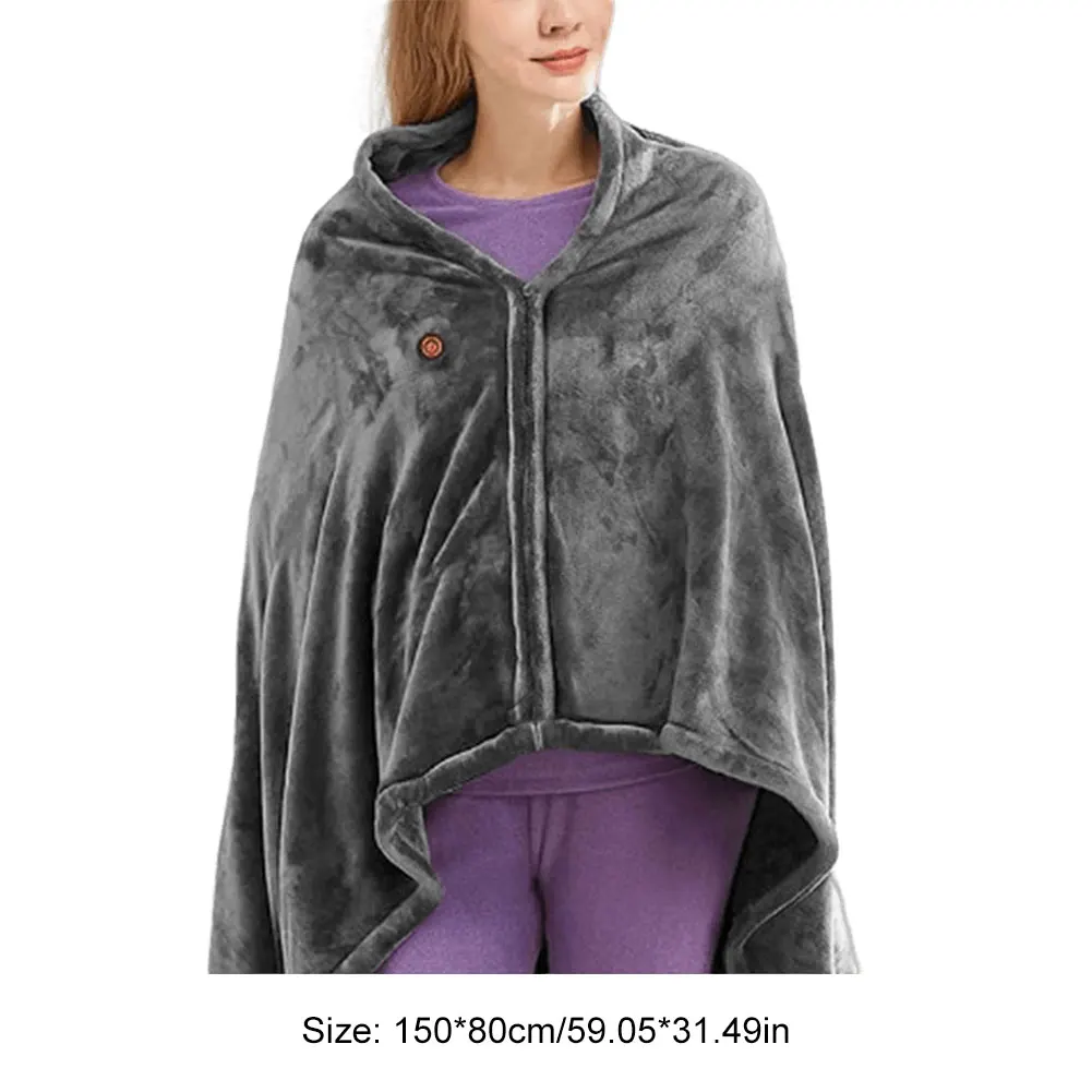 Electric Heated Fleece Blanket with USB Charging for Home and Office