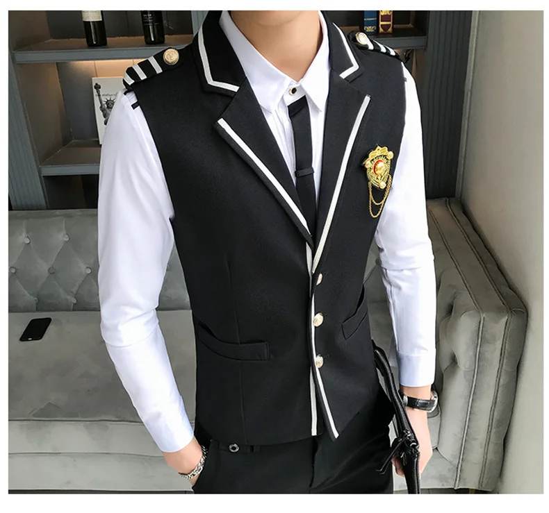 coat suit for men Turndown New Collar Solid Vest Men Plus Size Chaleco Hombre Single Breasted Business Formal Wear Suit Vests For Men 2022 Spring coat suit for men