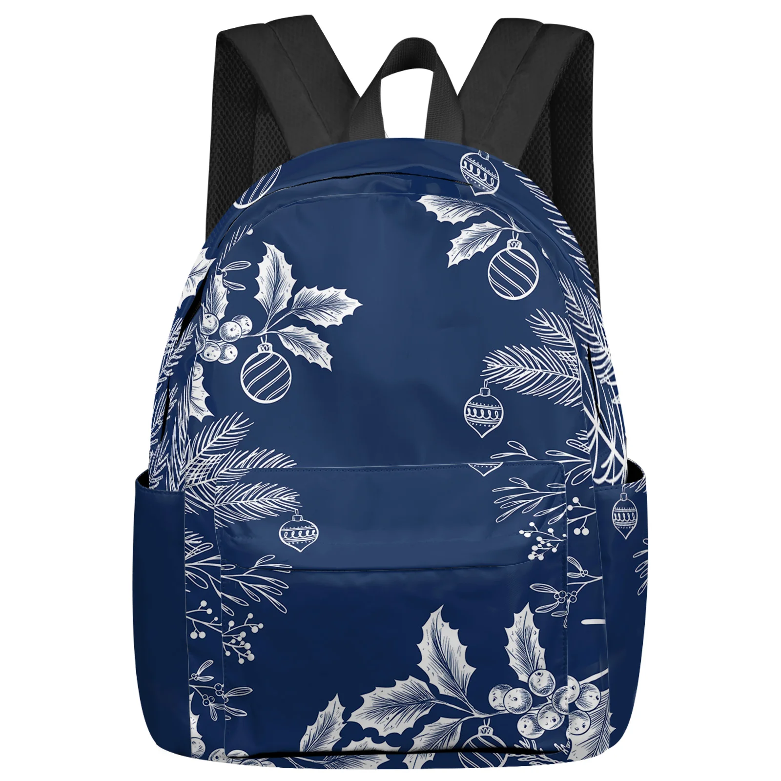

Christmas White Pine Needle Leaves Student School Bags Laptop Custom Backpack For Men Women Female Travel Mochila