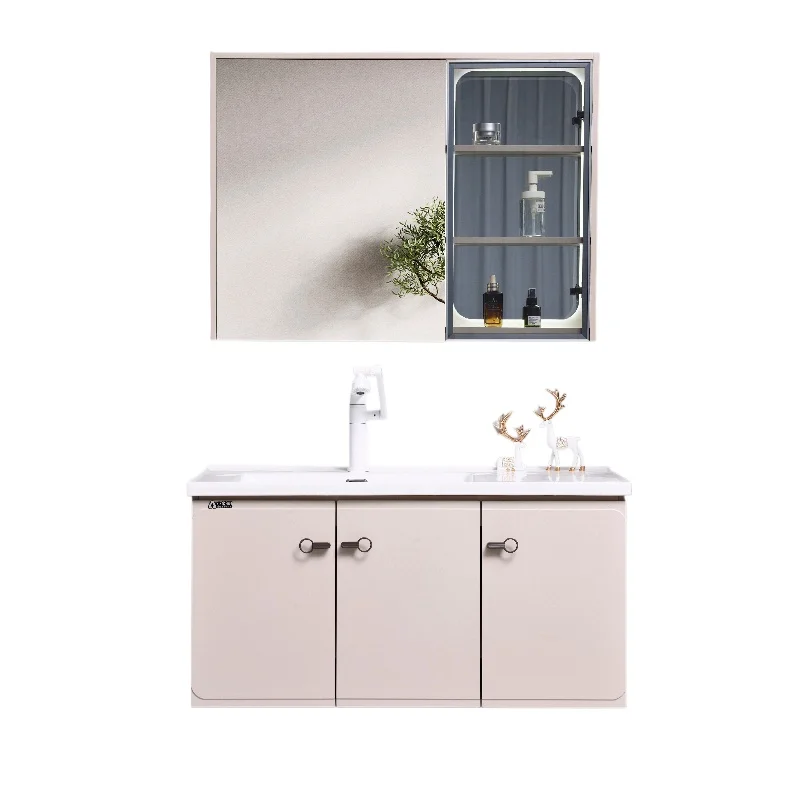 ตู้ห้องน้ำพร้อมอ่างล้างหน้าเซรามิกและกระจกอัจฉริยะ 1