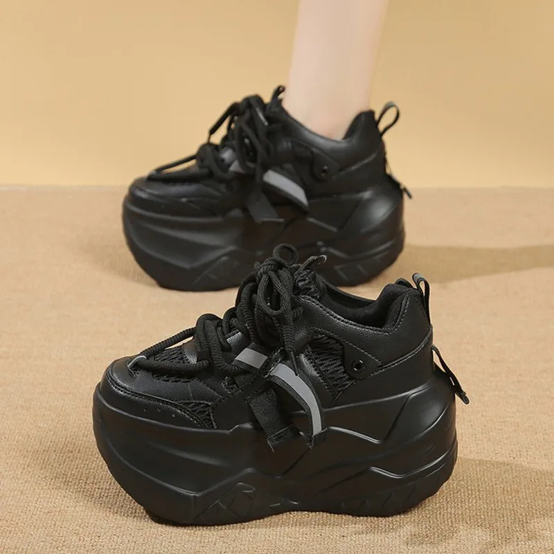 Luxury Women's Lace-Up Vulcanized Shoes - Breathable, Comfortable, Casual Footwear