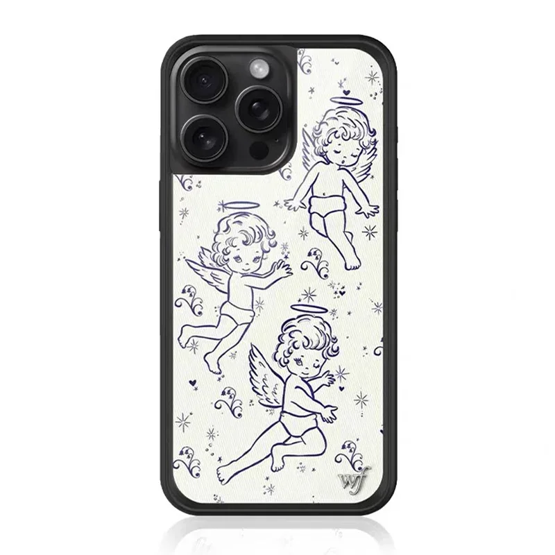 Stylish Wildflower Cartoon Swans & Cute Puppy Phone Case with Deer Cherry Design