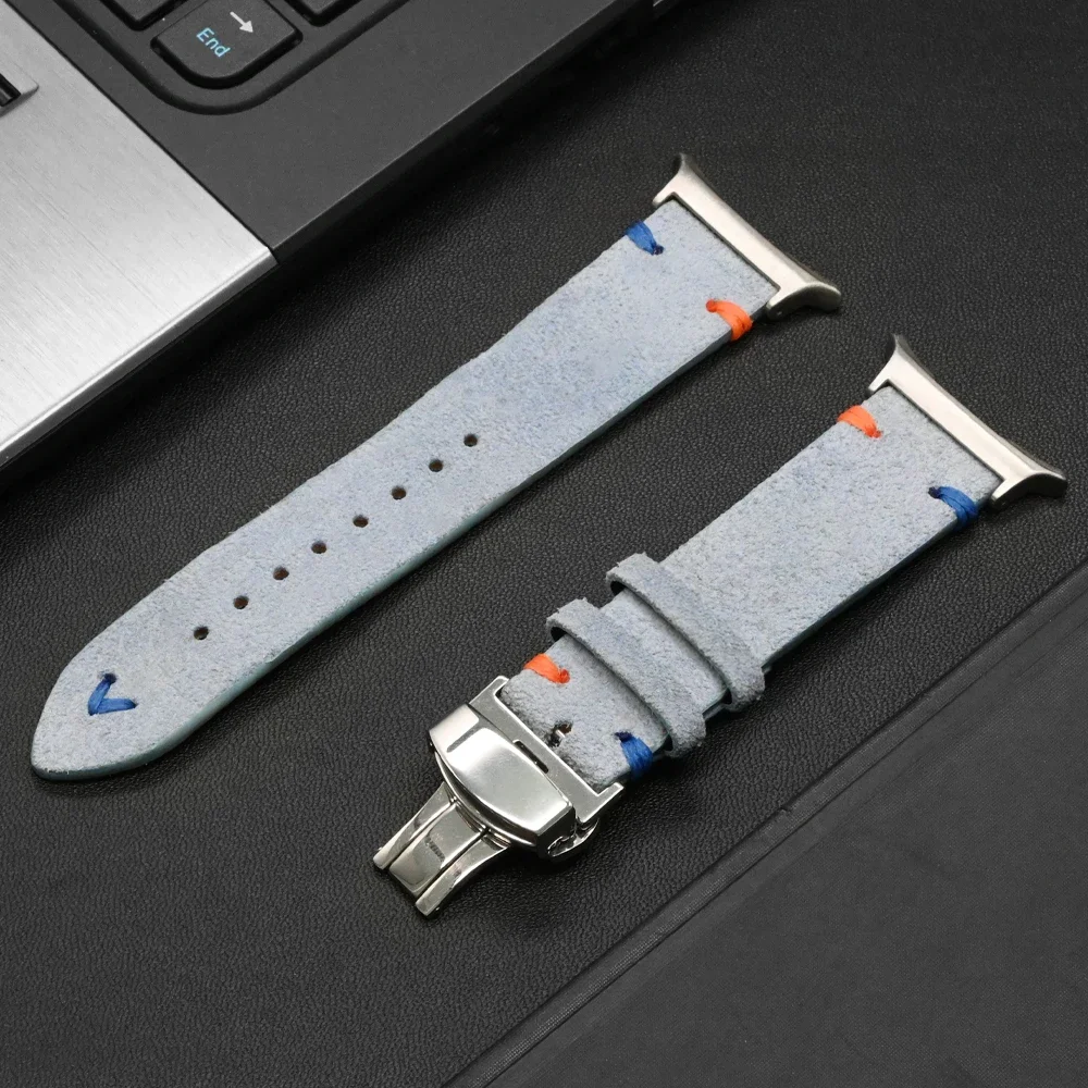 Handmade Soft Leather Strap for Smartwatch - No Gap Curved End Bracelet