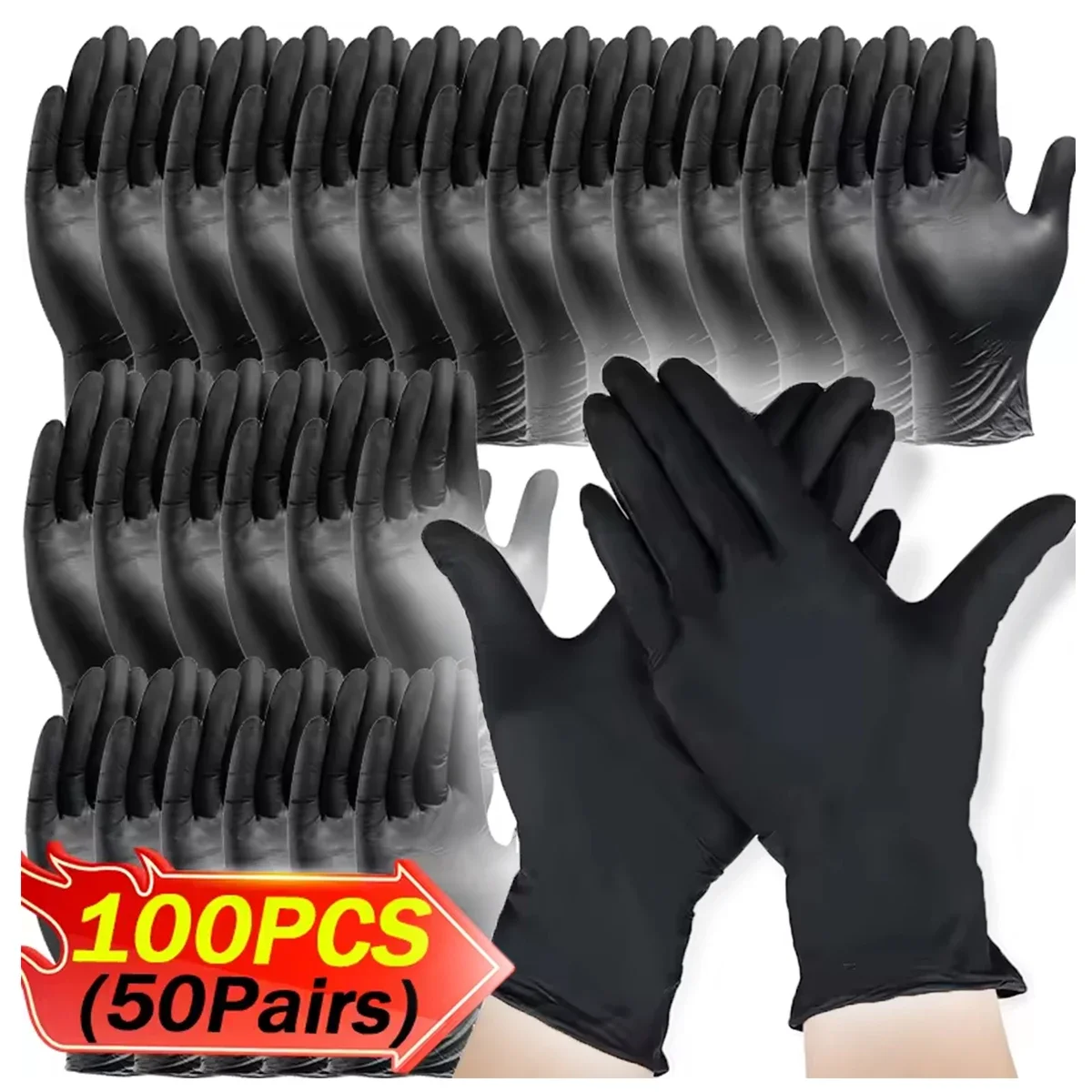 per 100pcs, Durable, Waterproof, Very Suitable for Kitchen Car Tattoo Hair Dye Black Gloves Disposable Gloves