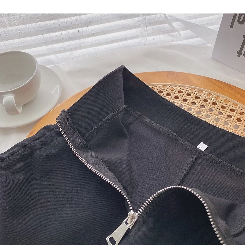 Summer New Zipper Patchwork Shorts High Waist Solid Color Slim Drawstring Lacing A-line Shorts Fashion Trend Y2K Women Clothing