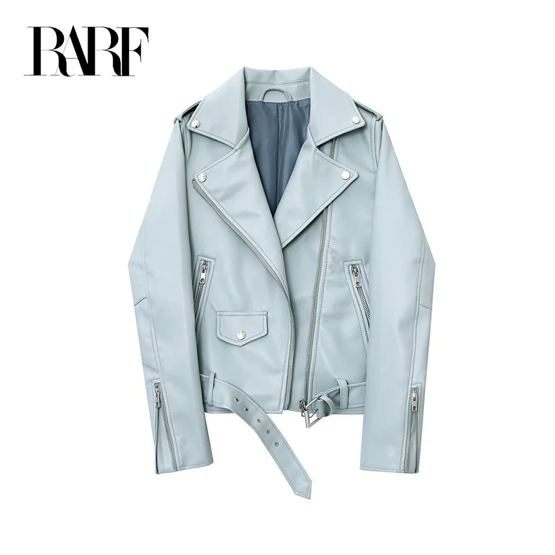 

Spring and Autumn 2023 The new belt detachable epaulet motorcycle jacket leather jacket