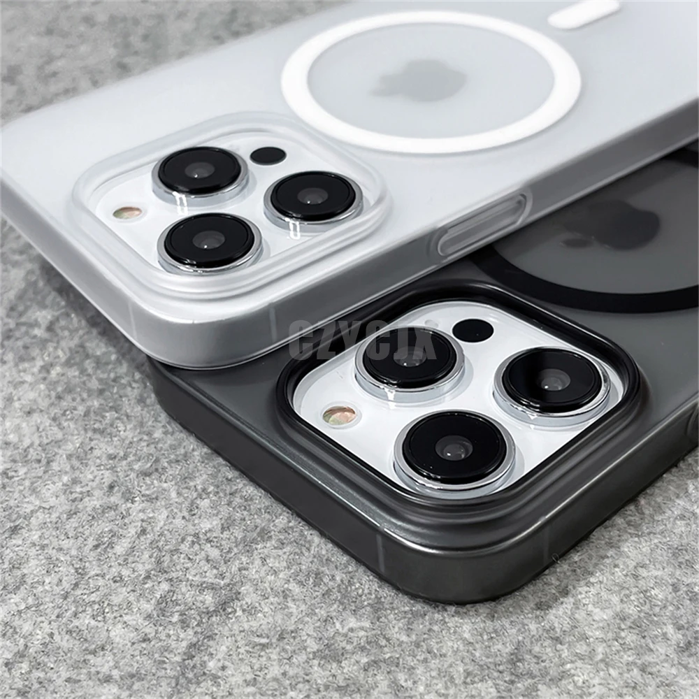 Ultra Thin Matte Magnetic Wireless Charging Clear Case - Shockproof Hard PC Cover