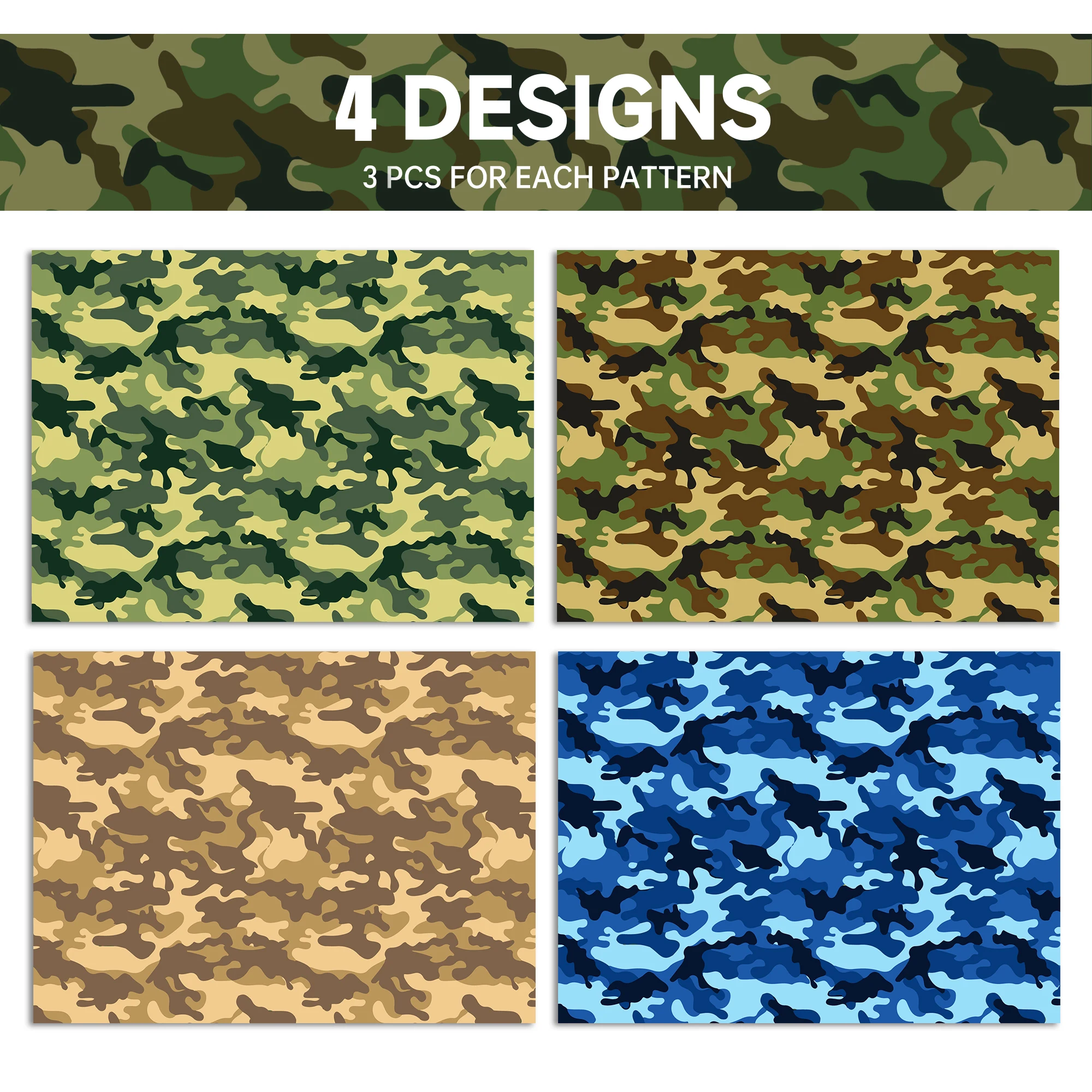 Papel con patrón de camuflaje para envolver regalos, papel decorativo para  cumpleaños de niños, manualidades, recuerdos de fiesta de Baby Shower, 12  piezas - AliExpress, image size:2000x2000