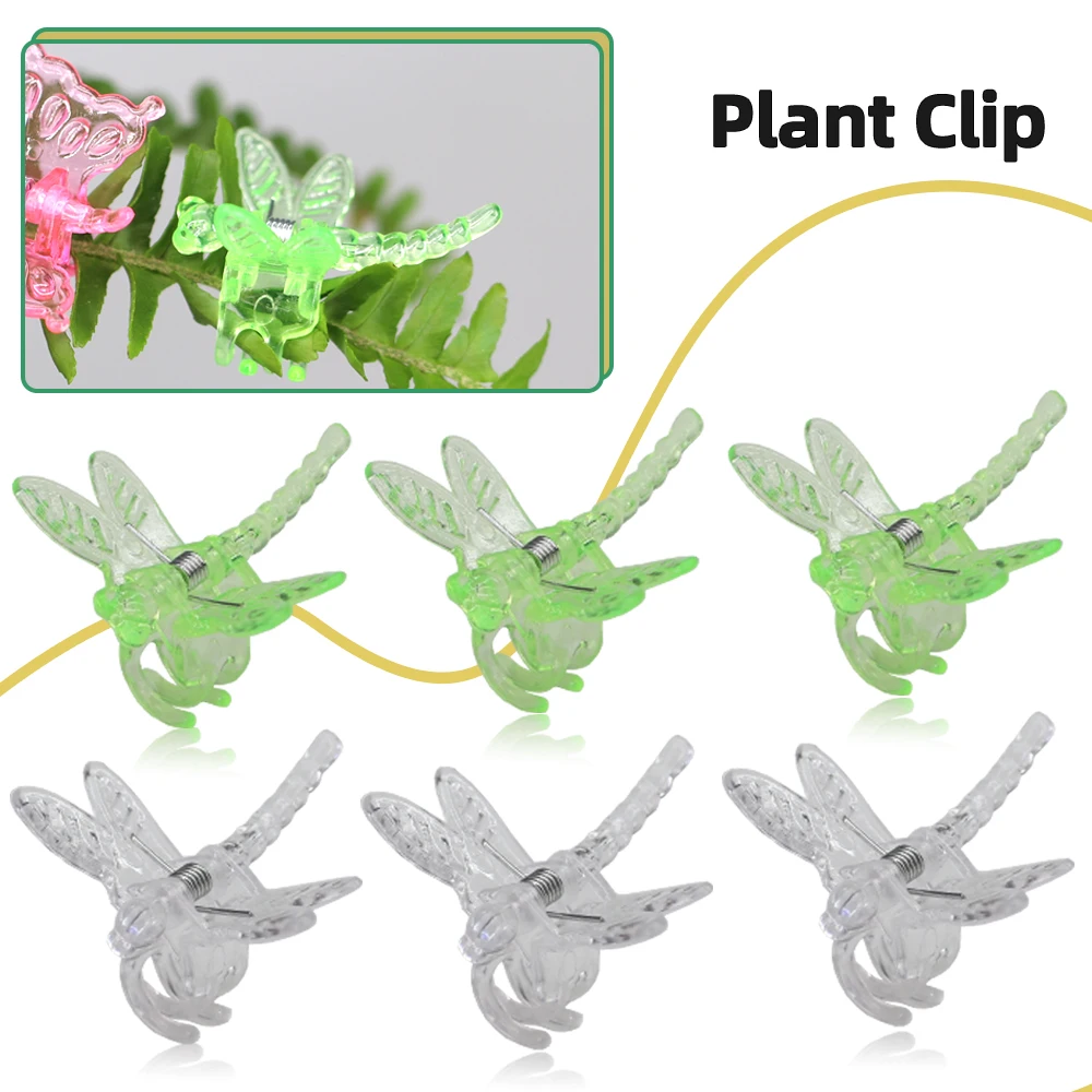 Garden Potted Plant Plastic Dragonfly Clip Orchid Support Fixed for Home Bonsai Flower Grafting Vine Climbing Butterfly Clamps