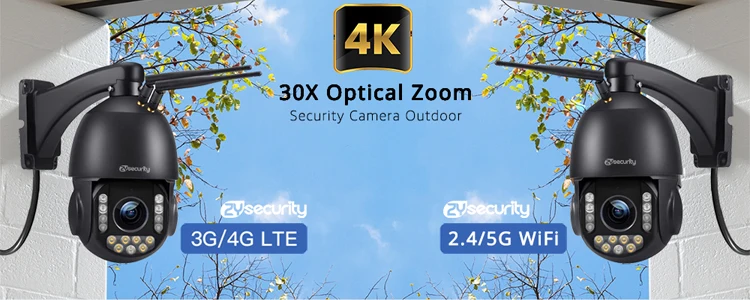 4K 8MP WiFi POE ドーム IP カメラ 5 倍光学ズーム PTZ 自動追跡 屋外