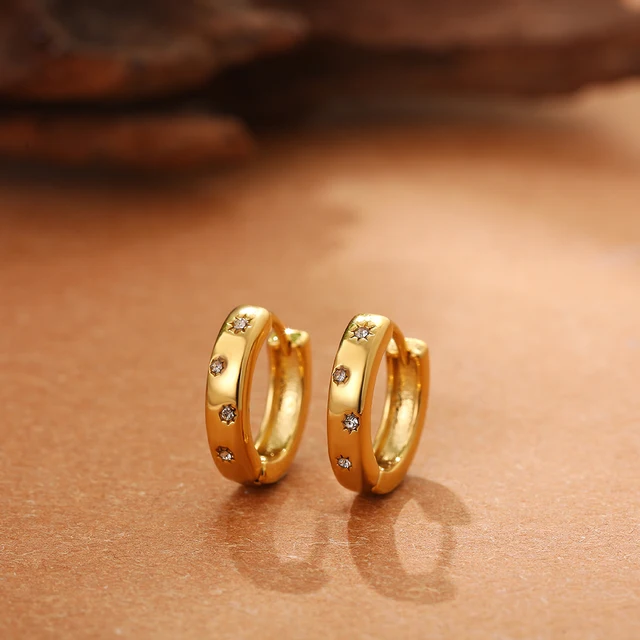 New Fashion CZ Zircon Mini Tiny Hoop Earrings for Women Gold