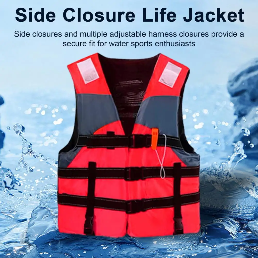Front Buckle Life Vest Secure Fit Adult Life Jacket with Adjustable Harness Closures for Water Sports Boating Safety Stain