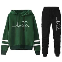 Survêtement femme décontracté rayure polyvalent sweat noir pantalons de survêtement ample imprimé haute qualité tenues une pièce sweat à capuche pantalon 5