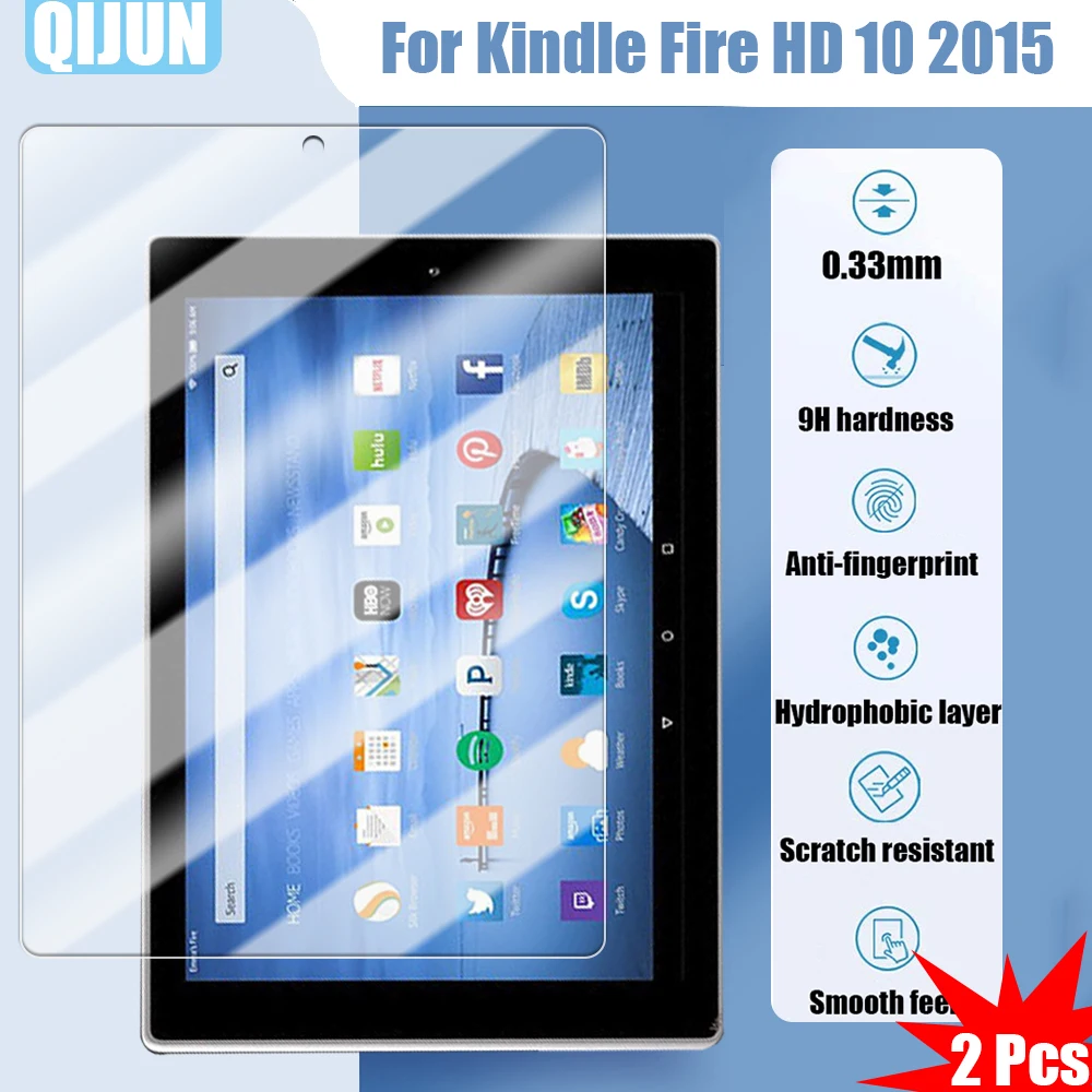 

Стекло для планшета Kindle Fire HD 10 2015 10,1 дюйма, закаленная пленка, Взрывозащищенная и устойчивая к царапинам, водонепроницаемая, с защитой от отпечатков пальцев, 2 шт.