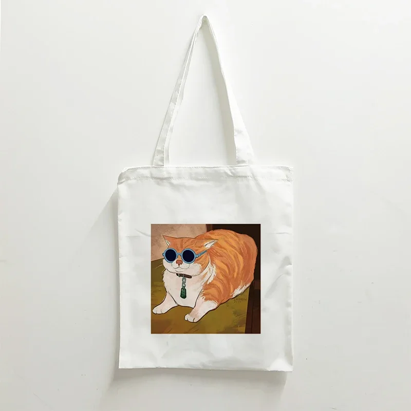 

Shoping Bag The Tote Bag For Supermarket Cat Aesthetic Canvas Bags Shopper Bag Woman Casual Handbag Shoulder Bag