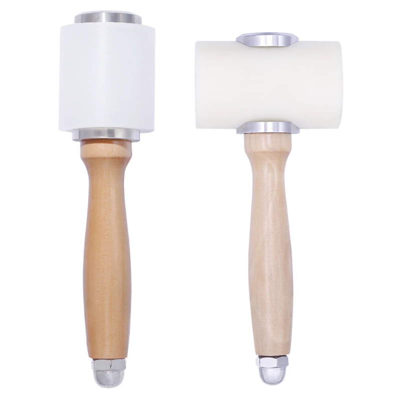 1Pc Professional Leather Punch Tool Leather Carve Hammer Wood Handle Nylon Hammer Leathercraft Punch Printing Percussion DIY Tool