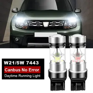 Feux de jour pour voiture, ampoules pour Dacia Duster HS I Logan L52/K52  Mk2 MCV 7443 T20 W21/5W Canbus DRL DLRs - AliExpress