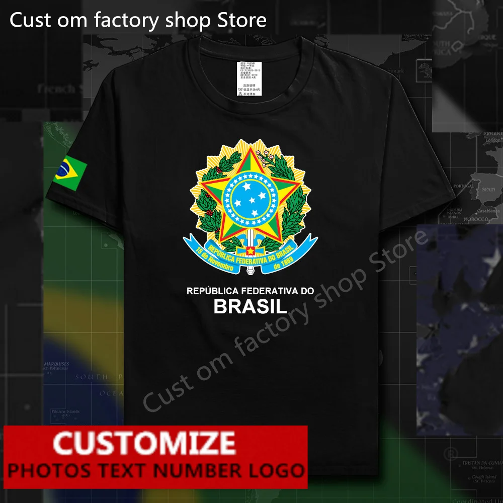 

Brazil Flag ​T shirt Free Custom Jersey DIY Name Number LOGO 100% Cotton T-shirts Men Women Loose Casual T-shirt Brazilian Tees