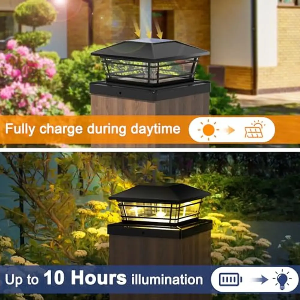 Outdoor Solar Post Cap Lights 8-Pack [LED Bulb 2 Brightness Modes] Waterproof Fence Post Lights 4x4 5x5 5.5x5.5 Wood Warm White