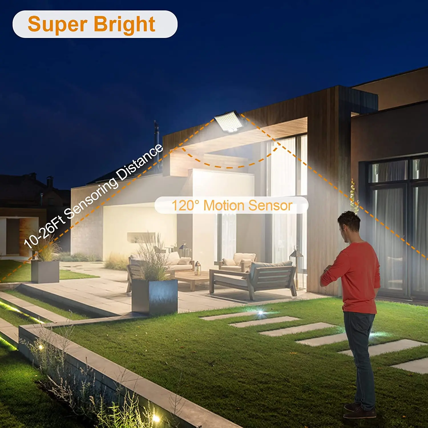 Solar LED Outdoor Wall Light with Motion Sensor